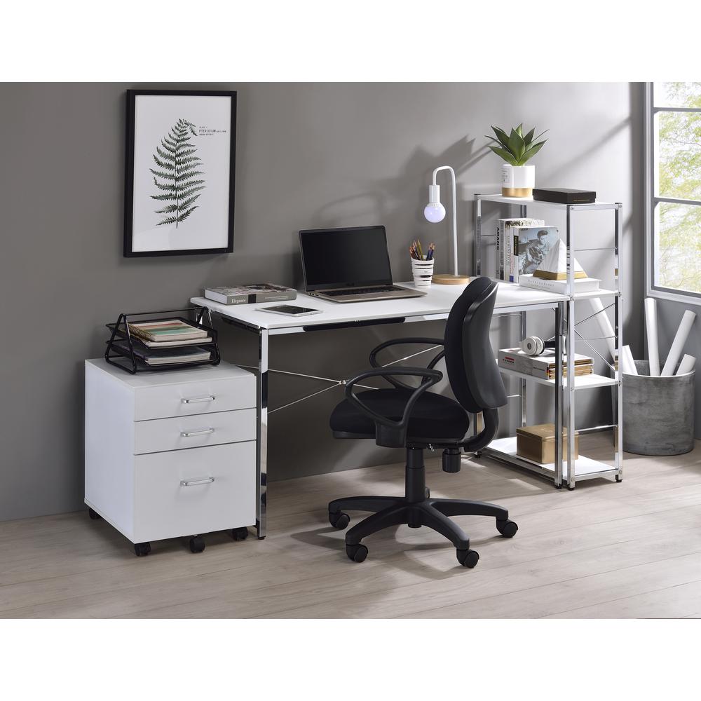 Tennos Bookshelf, White & Chrome Finish (93192). Picture 9