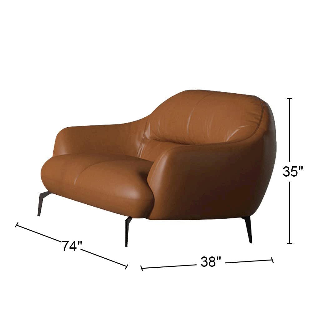 Leonia Loveseat Cognac Tan Top Grain Leather. Picture 4