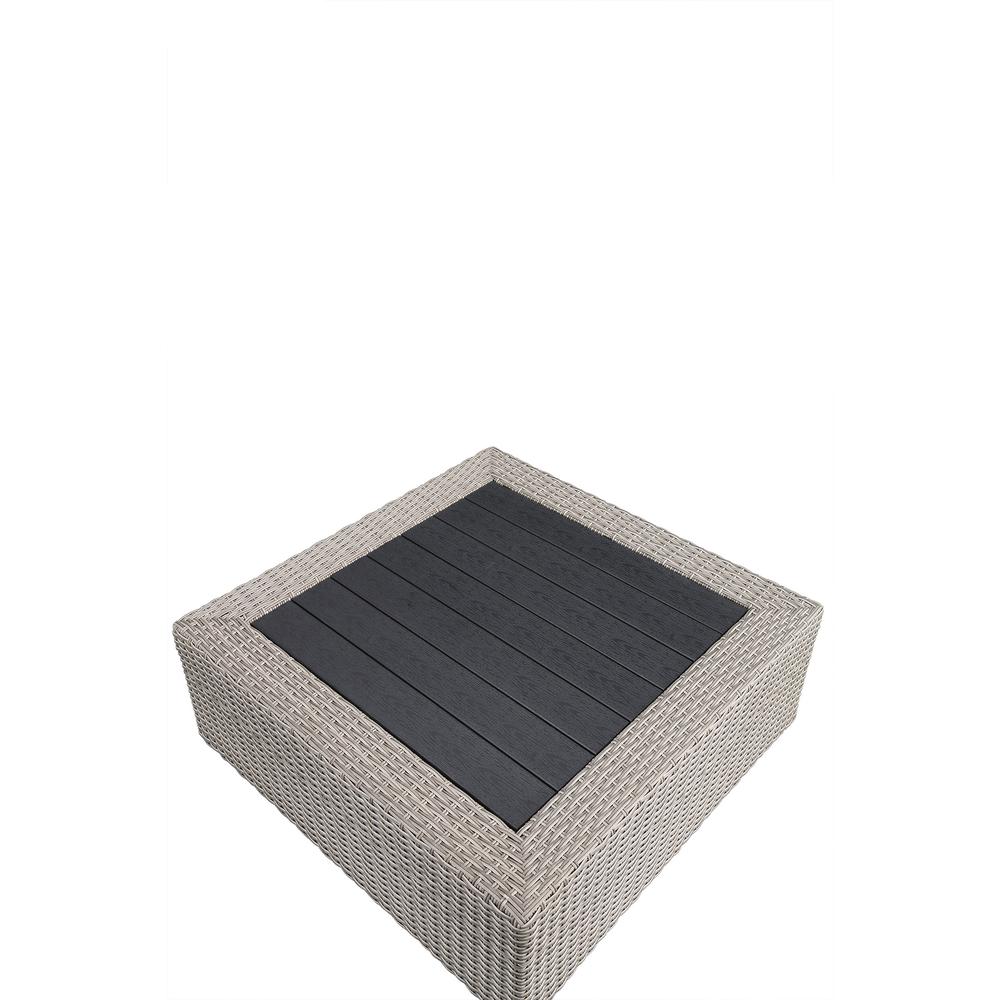 Salena Patio Sectional & Cocktail Table, Beige Fabric & Gray Wicker (1Set/3Ctn). Picture 4