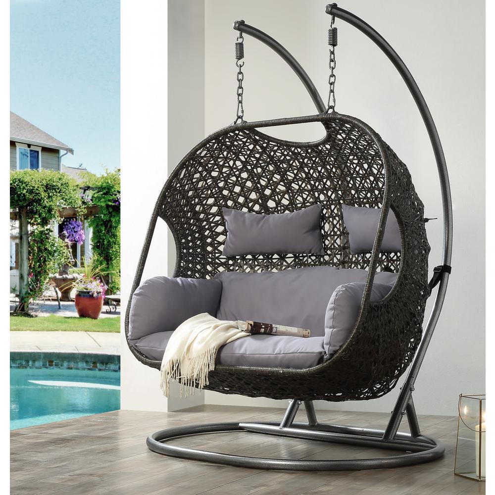 Vasant Hanging Chair Fabric & Wicker. Picture 1