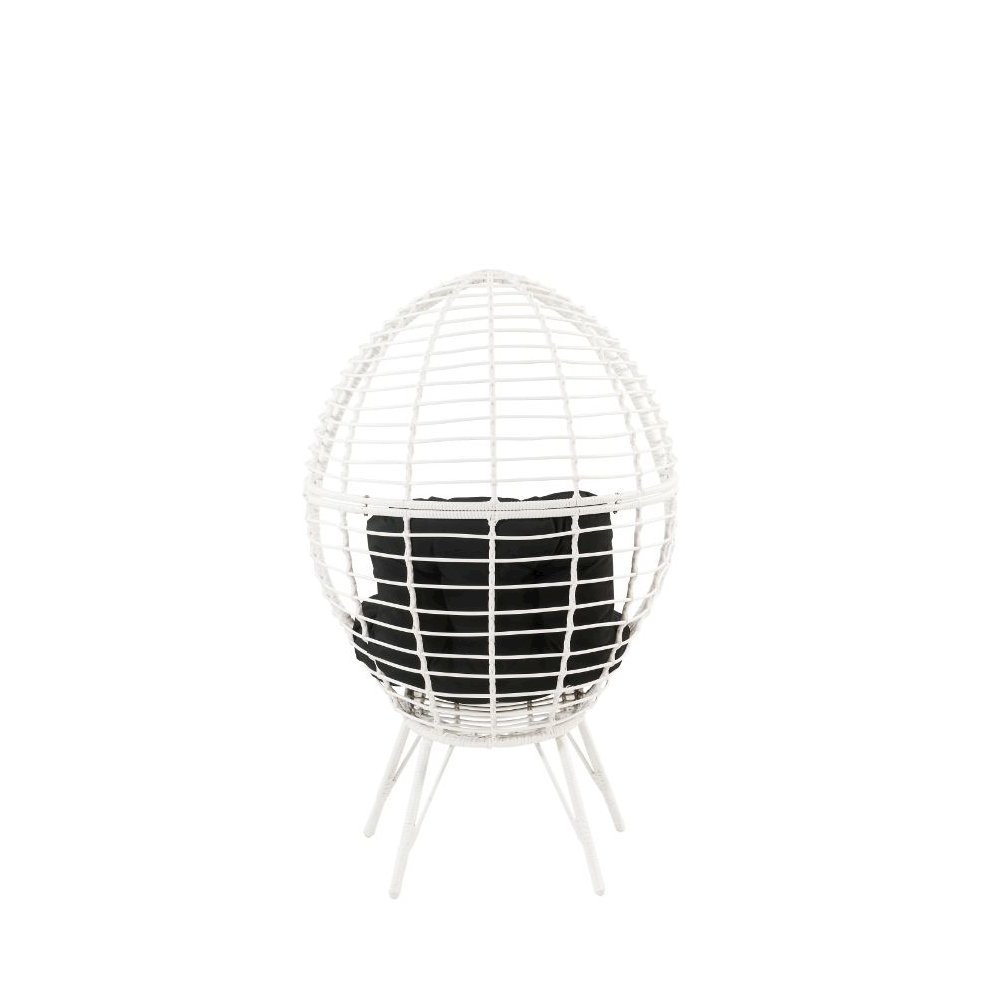 Galzed Patio Lounge Chair Black Fabric & White Wicker. Picture 2
