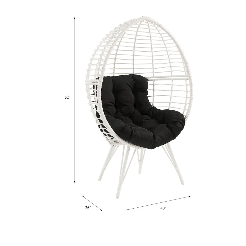 Galzed Patio Lounge Chair Black Fabric & White Wicker. Picture 6