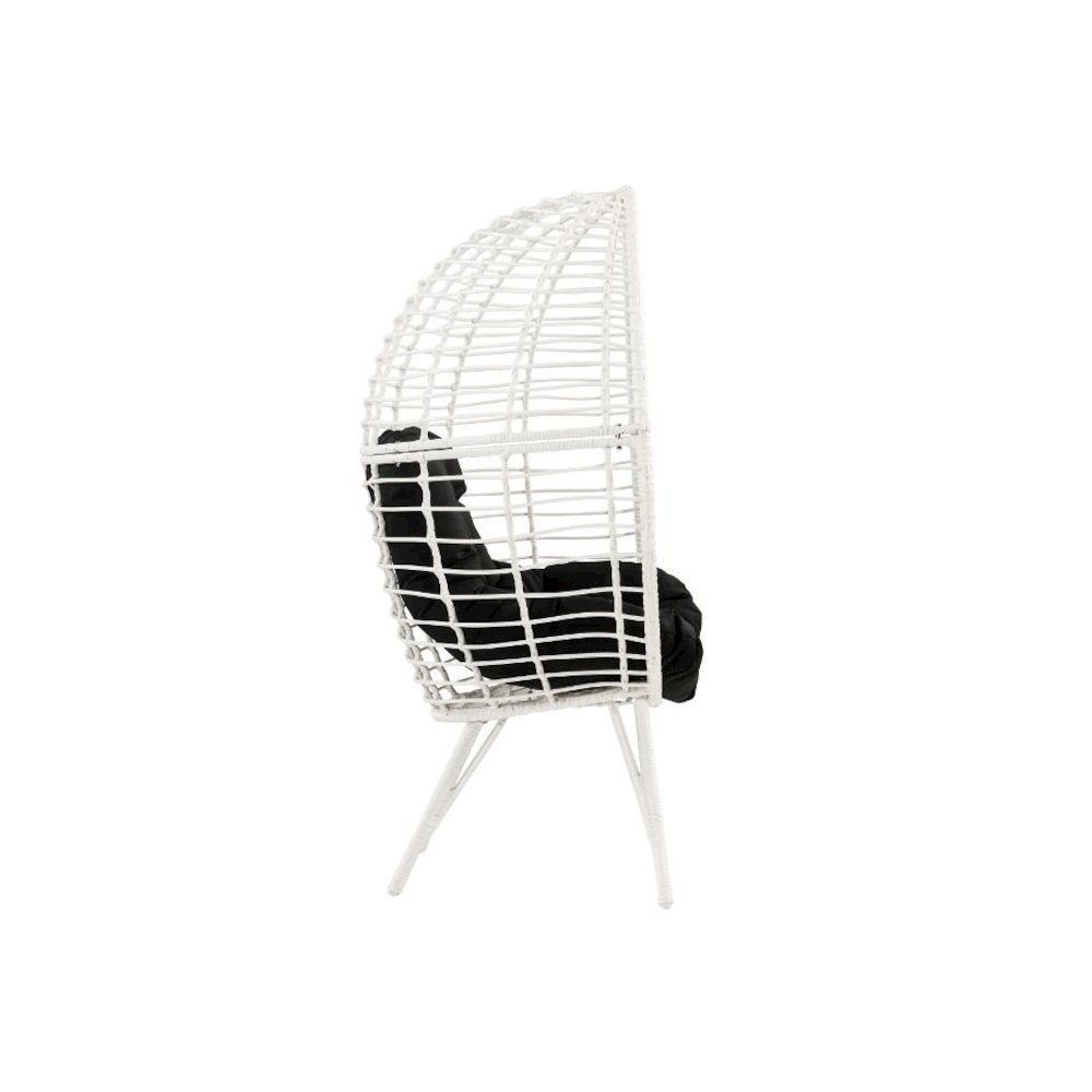 Galzed Patio Lounge Chair Black Fabric & White Wicker. Picture 3