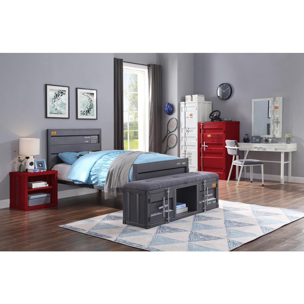 Cargo Bench (Storage), Gray Fabric & Gunmetal. Picture 1