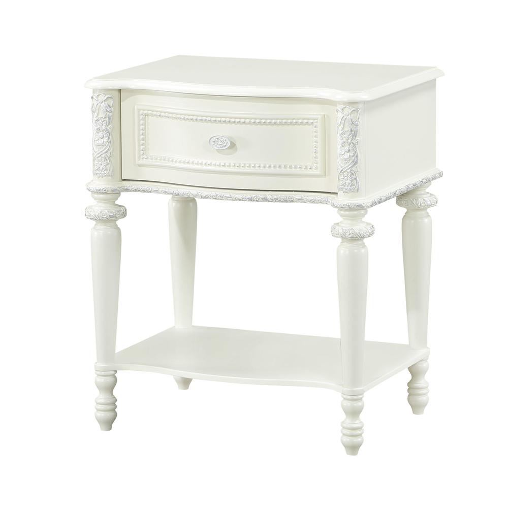 Dorothy Nightstand w/1 Drawer, Ivory Finish. Picture 1