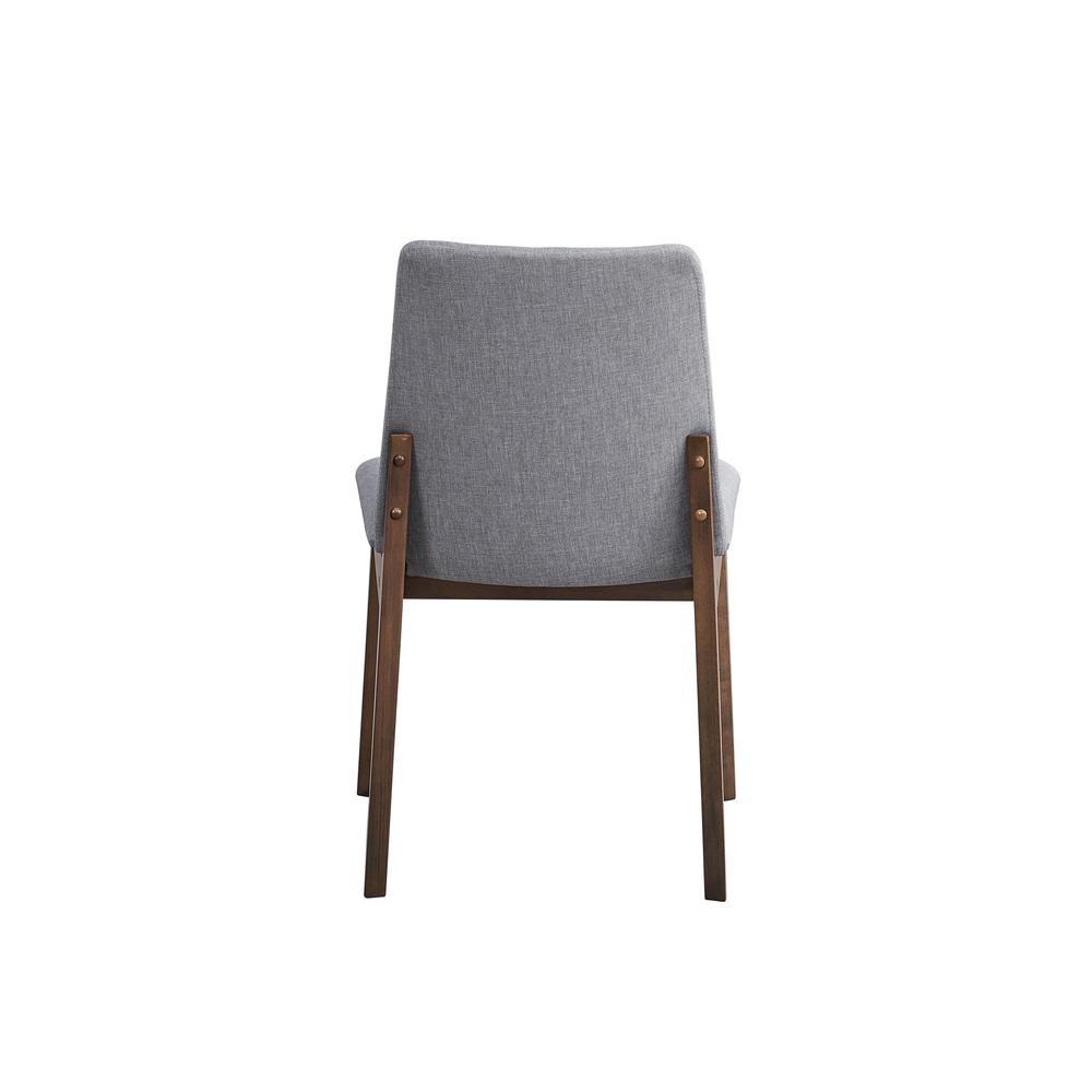 kaela Side Chair (Set-2), Light Gray Fabric & Walnut Finish. Picture 4