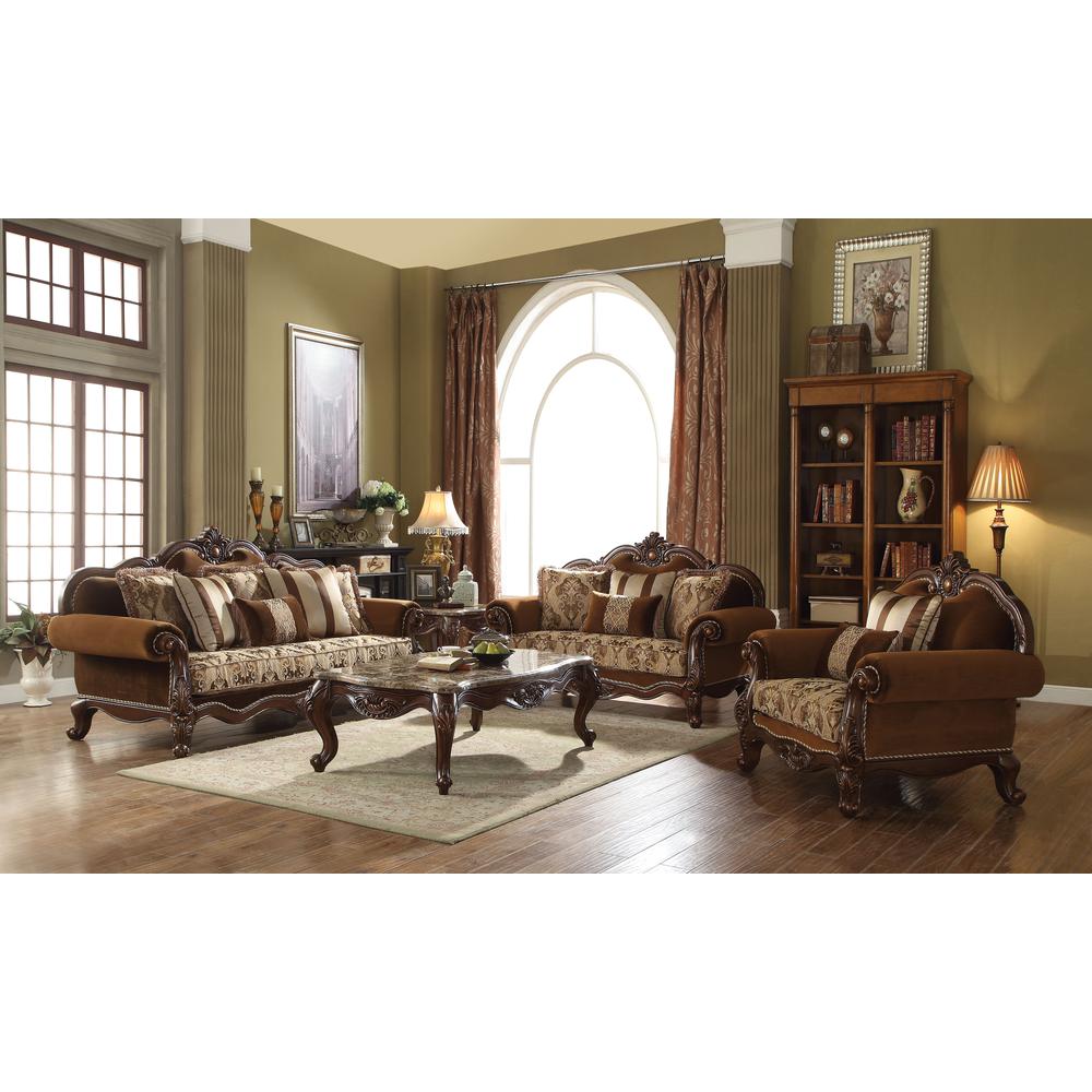 Jardena Sofa w/6 Pillows, Fabric & Cherry Oak  (50655). Picture 2