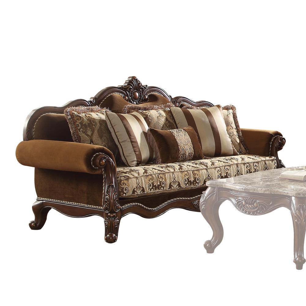 Jardena Sofa w/6 Pillows, Fabric & Cherry Oak  (50655). Picture 1