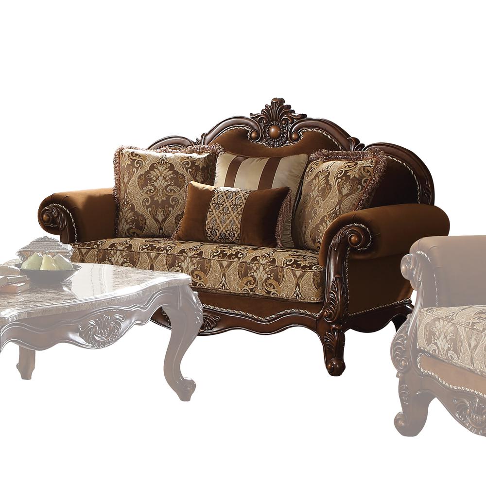 Jardena Loveseat w/4 Pillows(Same LV01592) Fabric & Cherry Oak. Picture 1