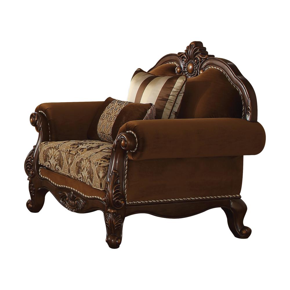 Jardena Chair w/2 Pillows(Same LV01593) Fabric & Cherry Oak. Picture 1