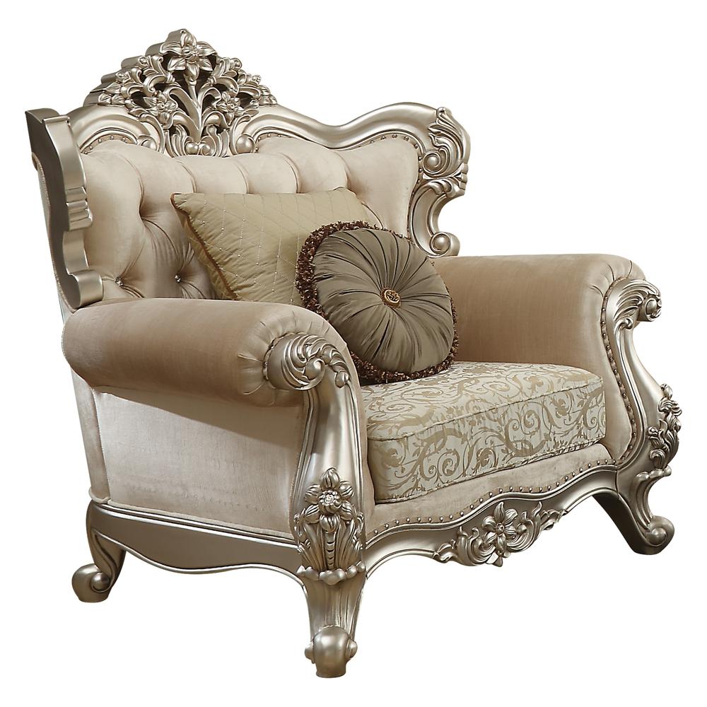 Bently Chair w/2 Pillows(Same LV01581) Fabric & Champagne. Picture 1
