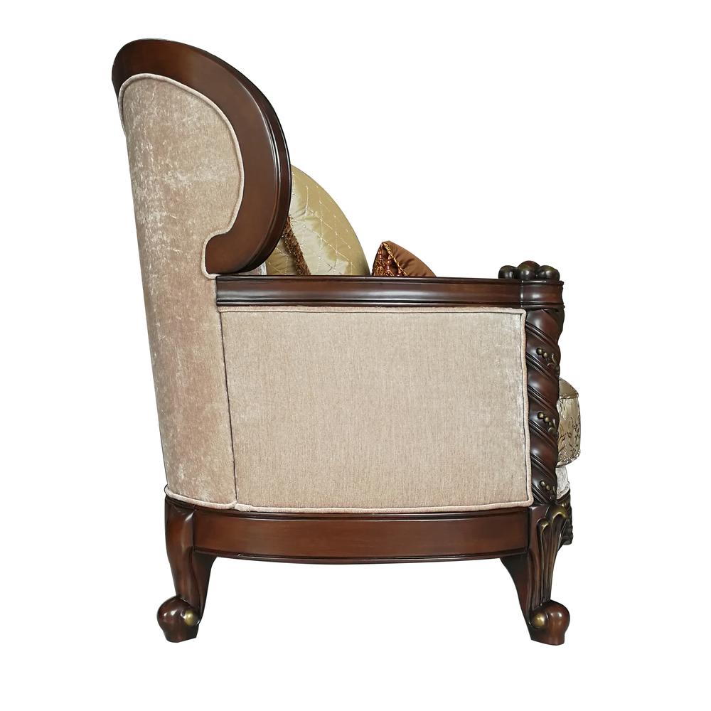 Devayne Chair w/2 Pillows(Same LV01584) Fabric & Dark Walnut. Picture 3
