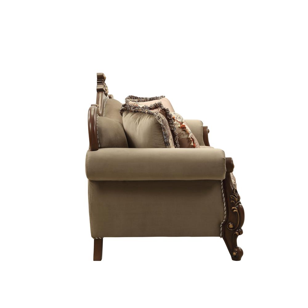 Mehadi Sofa w/8 Pillows Velvet & Walnut. Picture 1