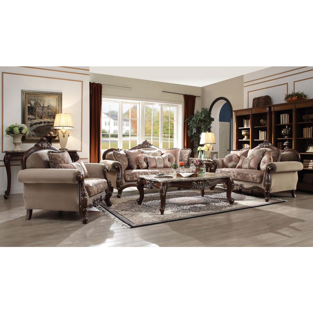 Mehadi Sofa w/8 Pillows Velvet & Walnut. Picture 5