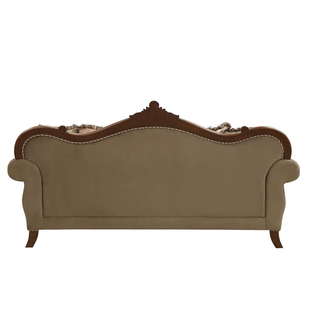 Mehadi Sofa w/8 Pillows Velvet & Walnut. Picture 3