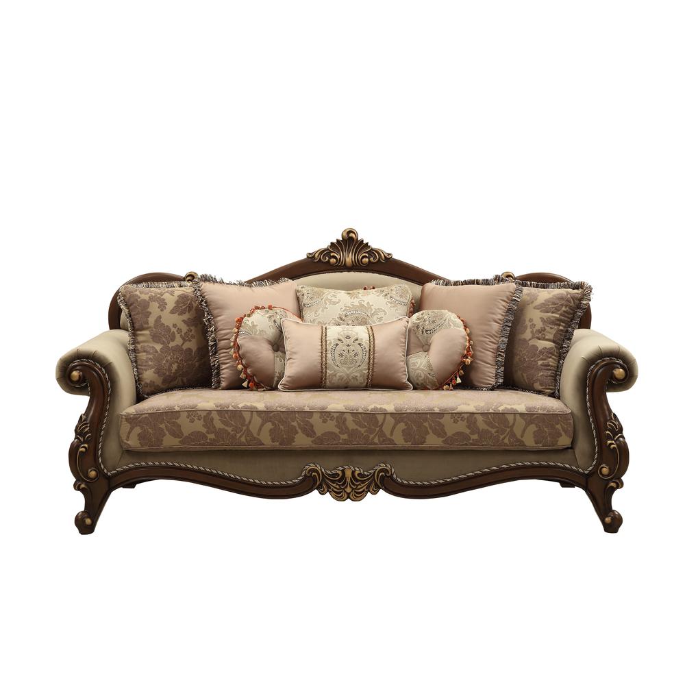 Mehadi Sofa w/8 Pillows Velvet & Walnut. Picture 4