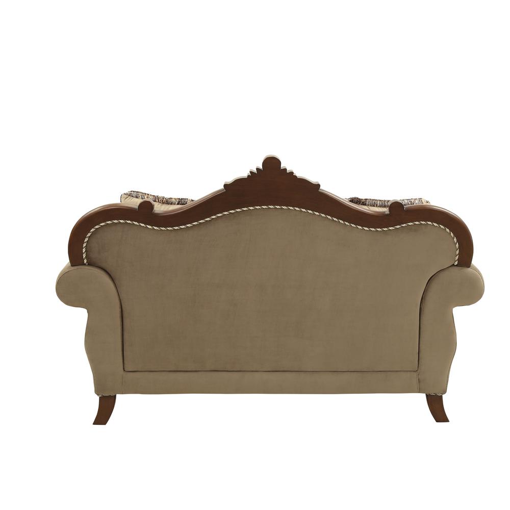 Mehadi Loveseat w/6 Pillows, Fabric & Walnut (50691). Picture 4