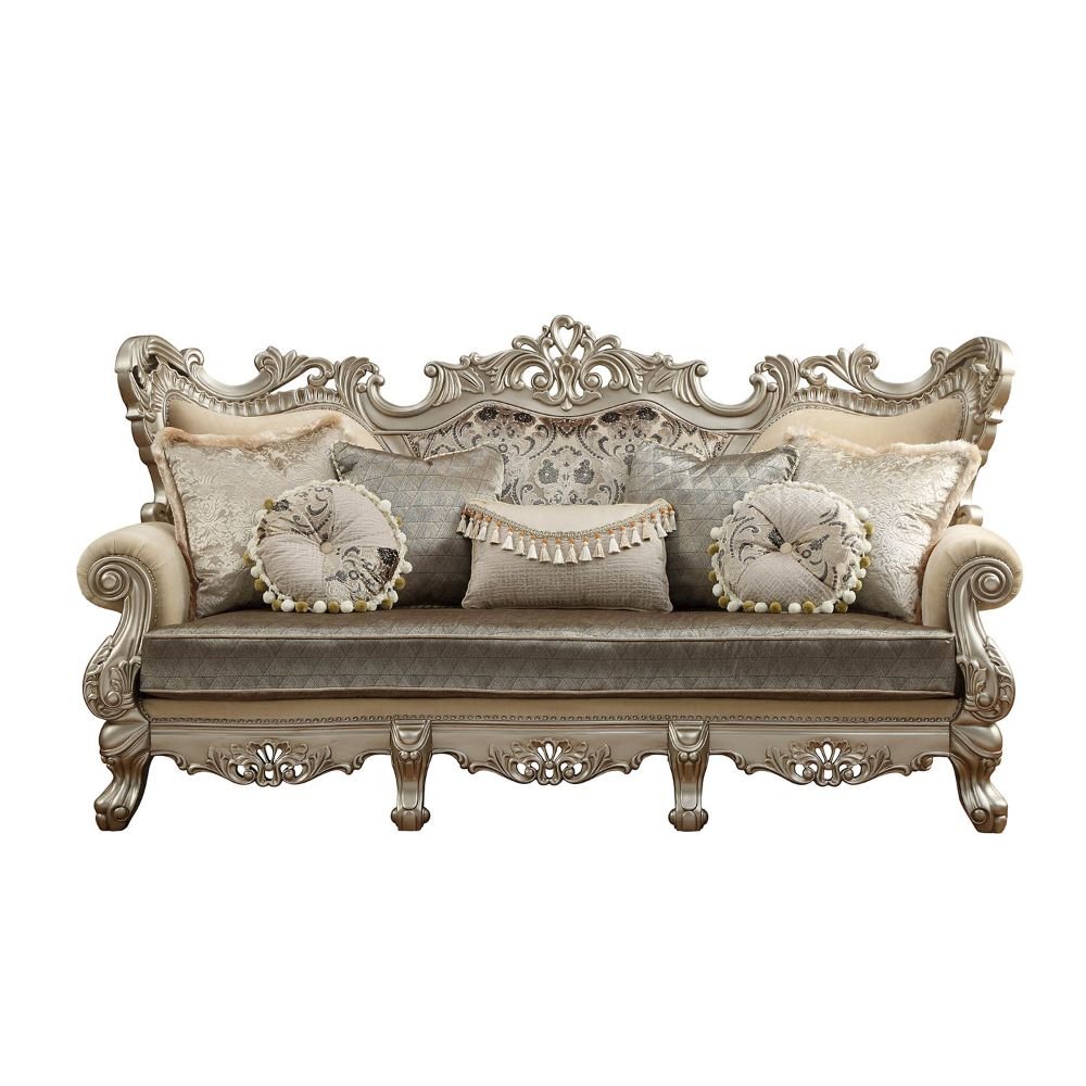 Ranita Sofa w/7 Pillows Fabric & Champagne. Picture 2
