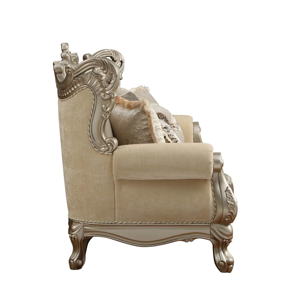 Ranita Sofa w/7 Pillows Fabric & Champagne. Picture 4
