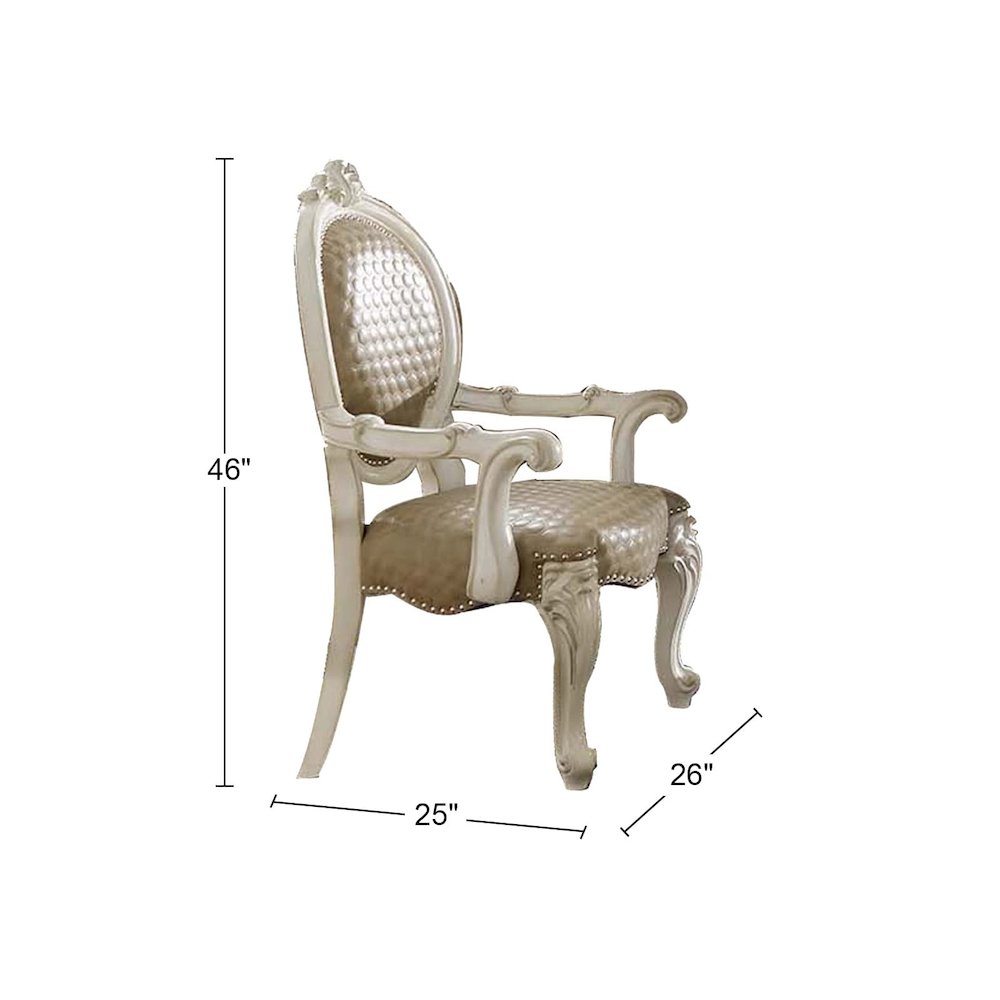 Versailles Arm Chair (Set-2) Synthetic Leather & Bone White. Picture 3