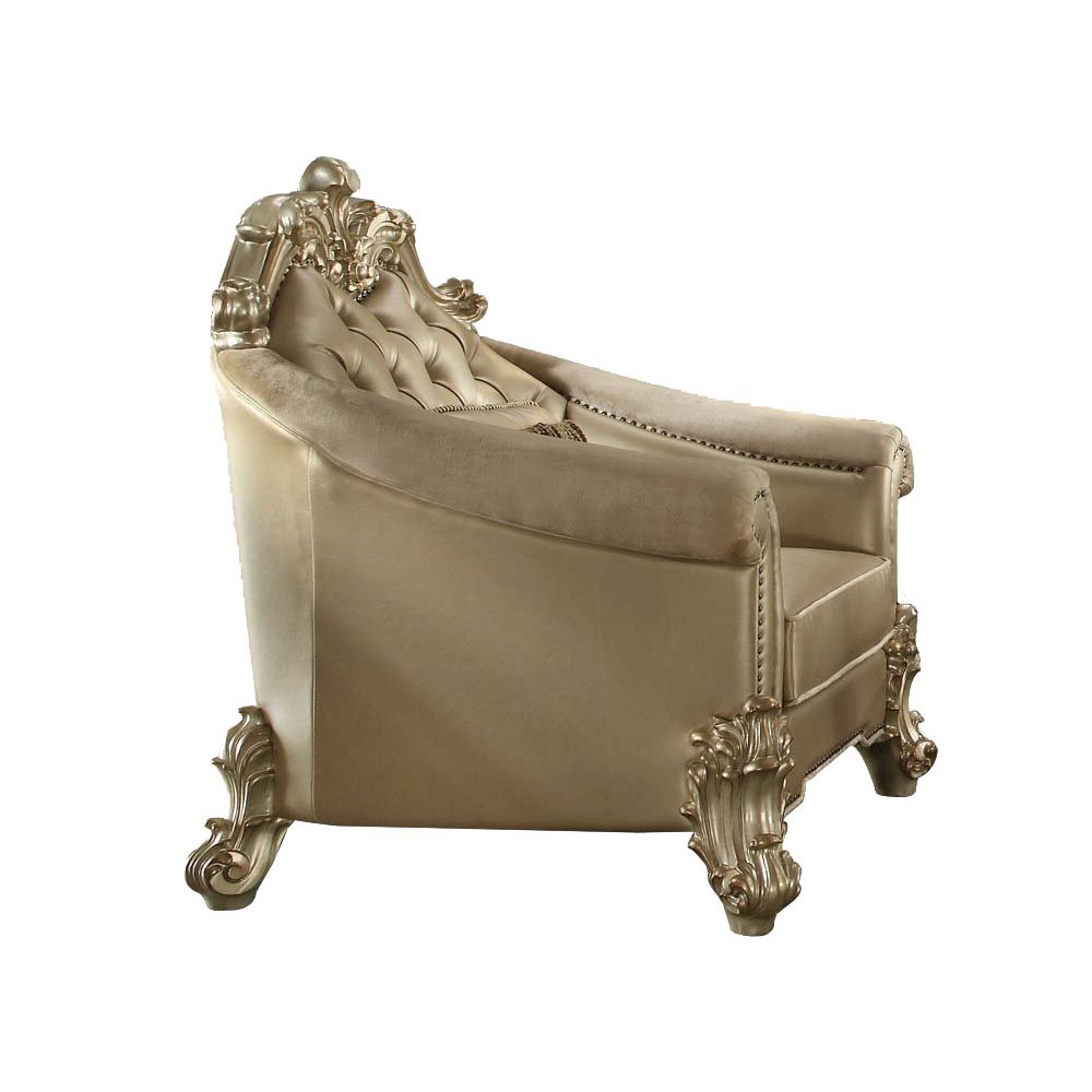 Vendome II Chair w/1 Pillow, Bone PU & Gold Patina (53122). Picture 1