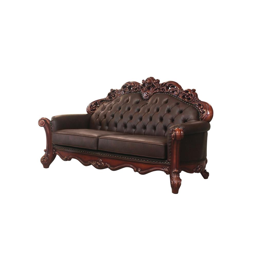 Vendome Loveseat w/2 Pillows, Cherry PU (52002). Picture 1
