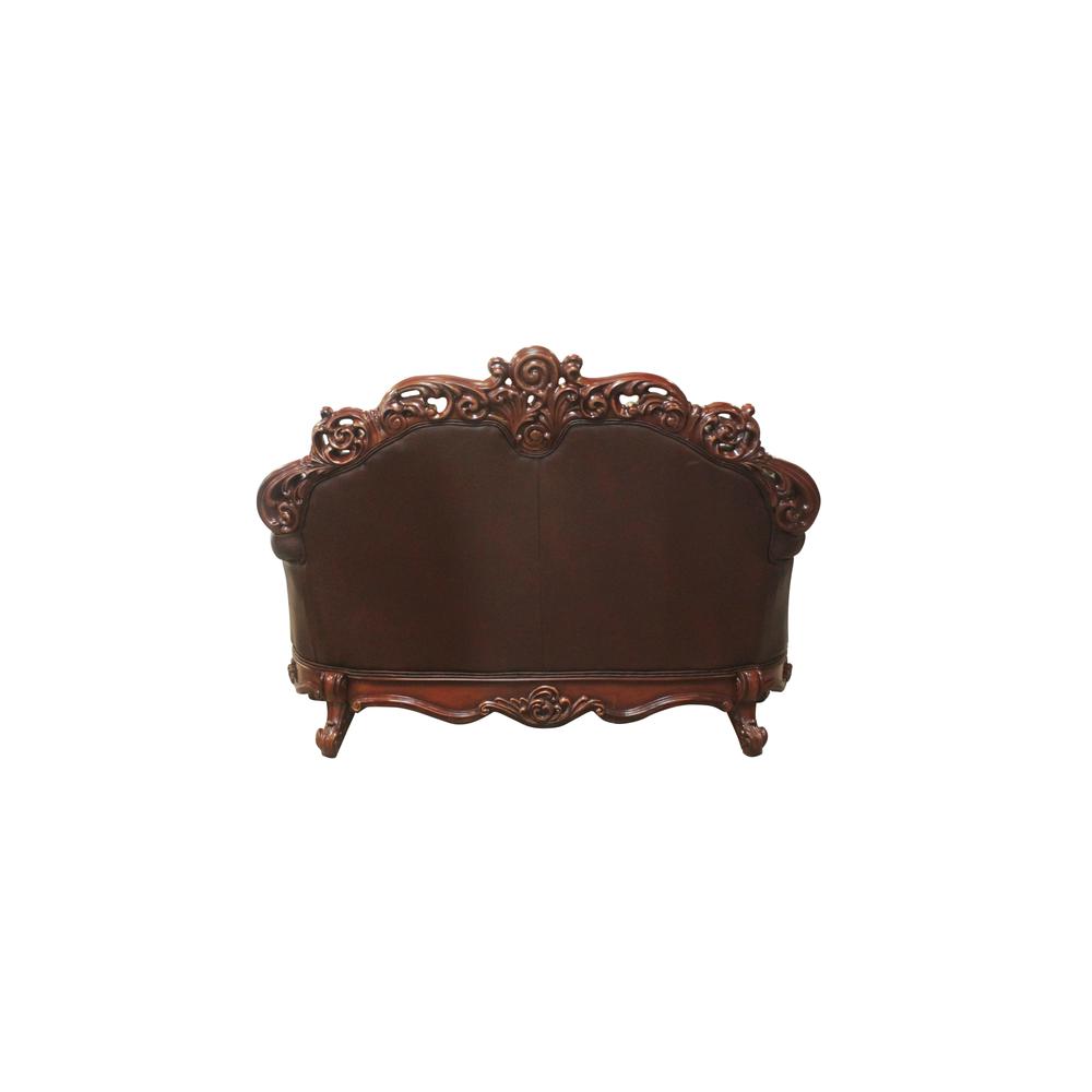 Vendome Loveseat w/2 Pillows, Cherry PU (52002). Picture 2