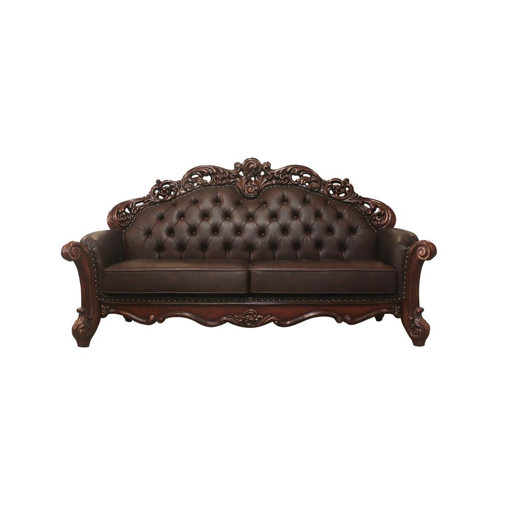 Vendome Loveseat w/2 Pillows, Cherry PU (52002). Picture 3