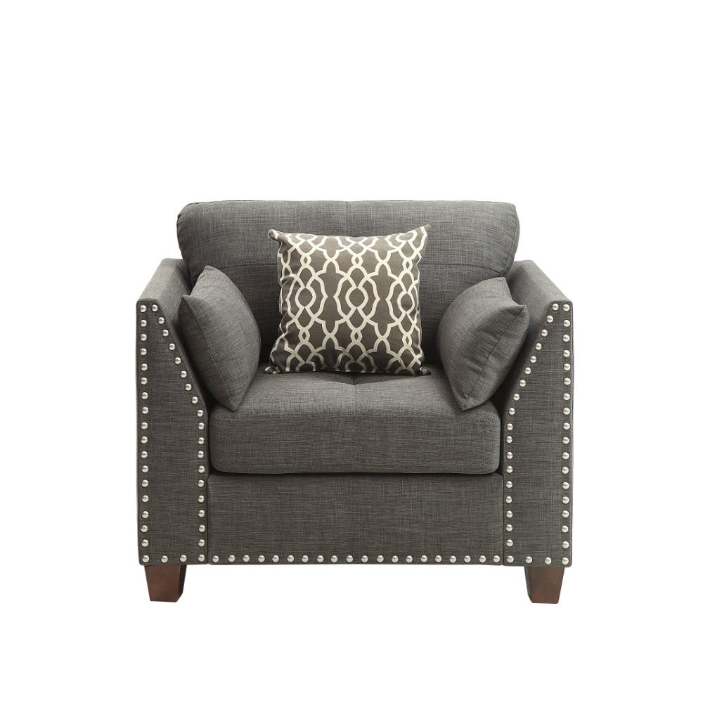 Laurissa Chair w/3 Pillows Light Charcoal Linen. Picture 2
