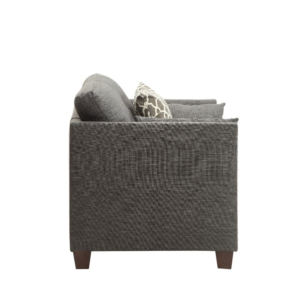 Laurissa Chair w/3 Pillows Light Charcoal Linen. Picture 3