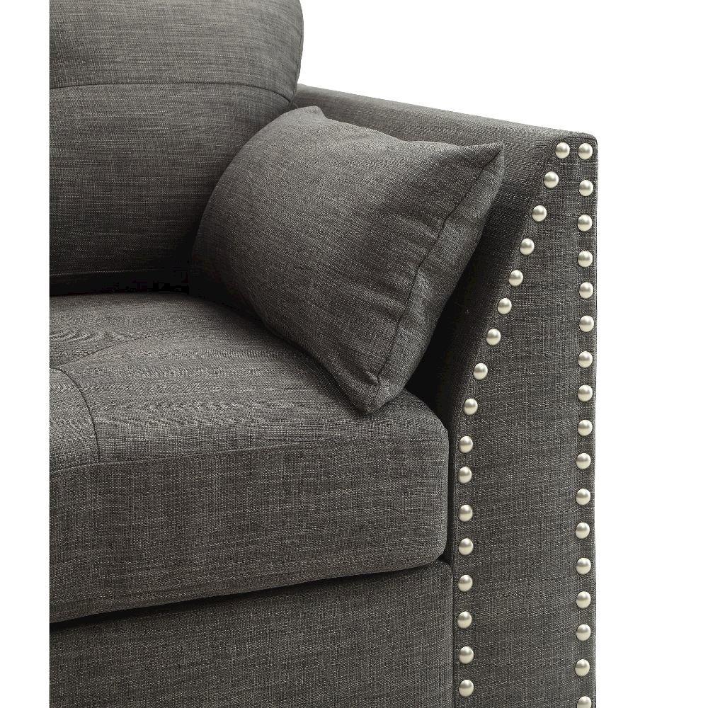 Laurissa Chair w/3 Pillows Light Charcoal Linen. Picture 5