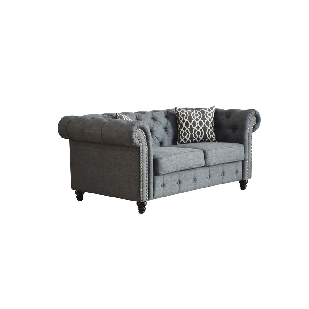 Aurelia Loveseat w/2 Pillows Brown Linen. Picture 1