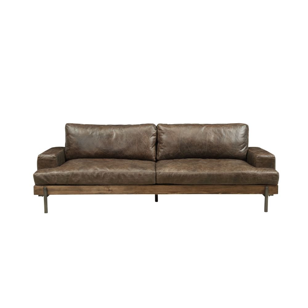 Silchester Sofa Oak & Distress Chocolate Top Grain Leather. Picture 2