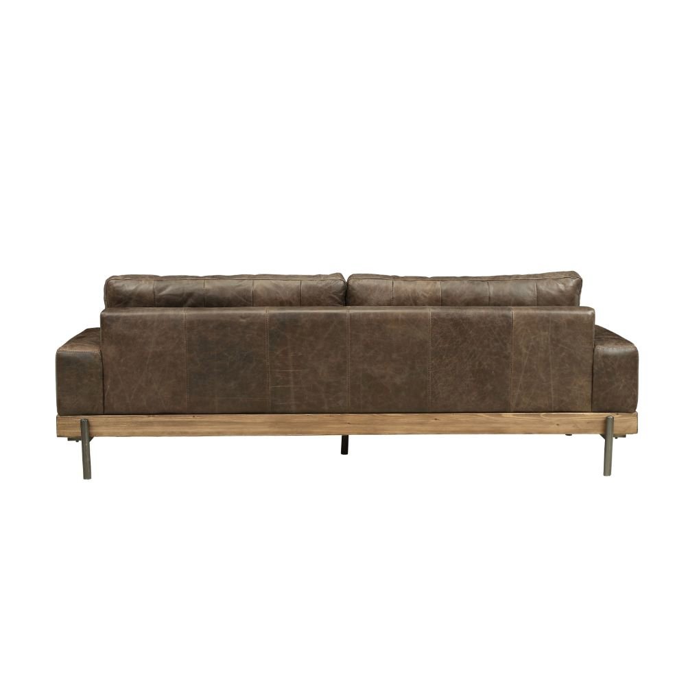 Silchester Sofa Oak & Distress Chocolate Top Grain Leather. Picture 4