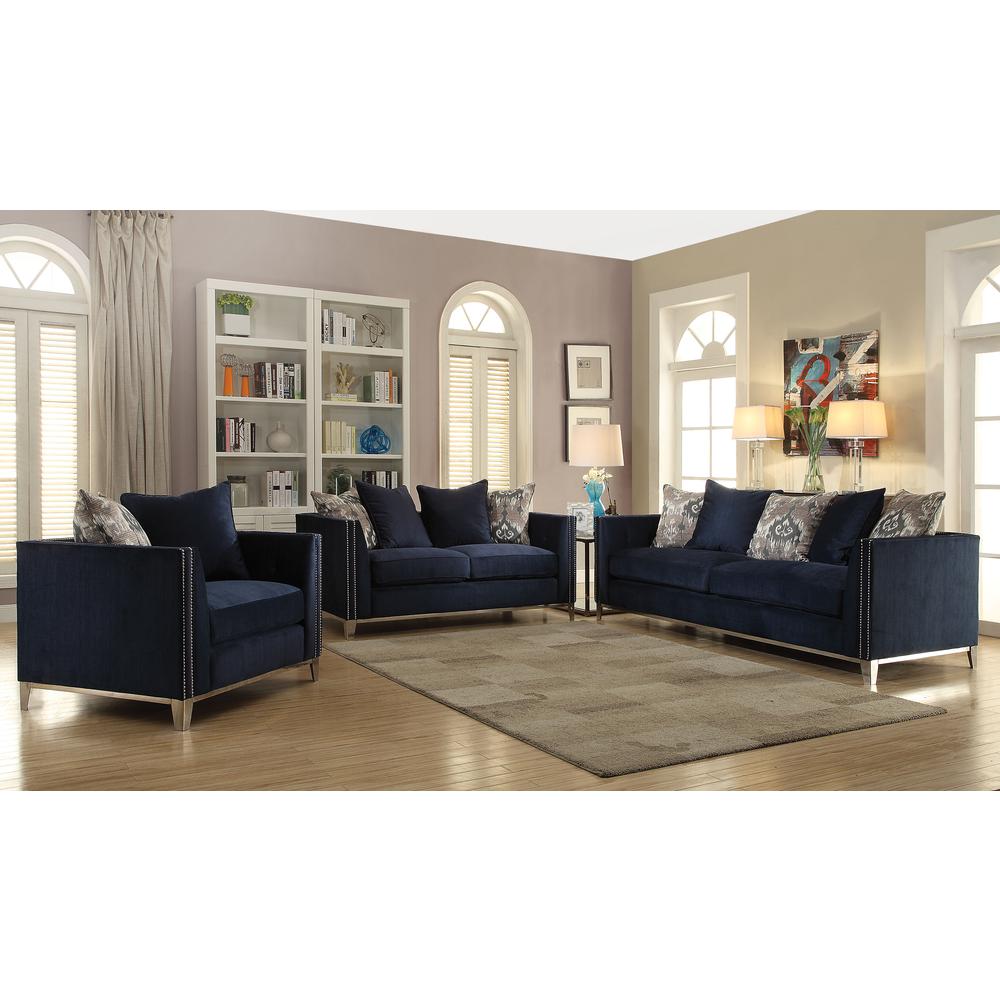 Phaedra Sofa w/5 Pillows Blue Fabric. Picture 1
