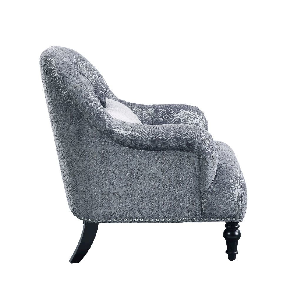 Gaura Chair w/Pillow Pattern Gray Velvet. Picture 3