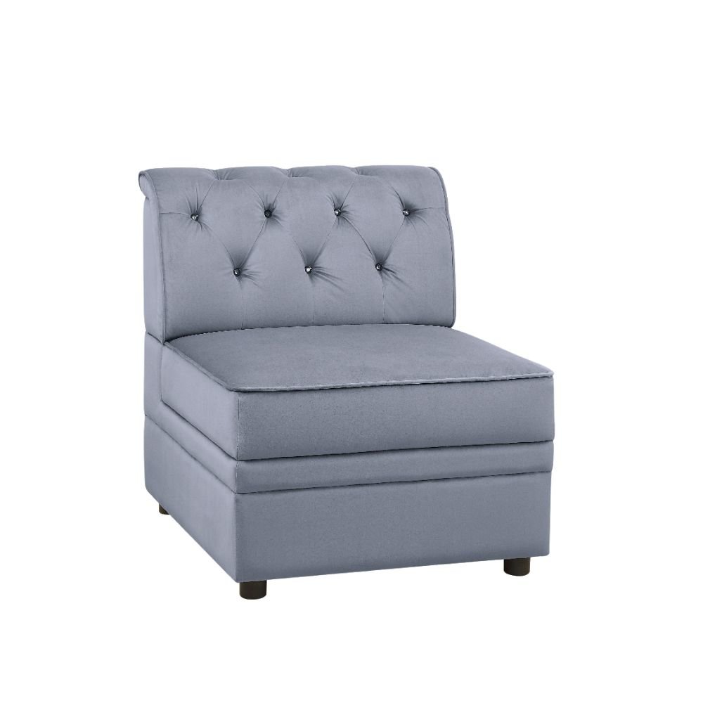 Bois II Modular - Armless Chair Gray Velvet. Picture 1