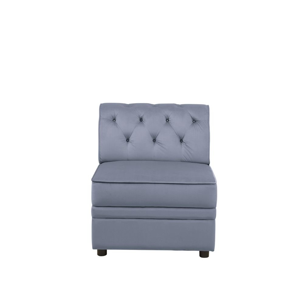 Bois II Modular - Armless Chair Gray Velvet. Picture 2
