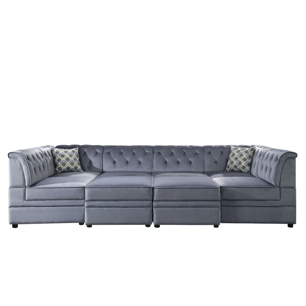 Bois II Modular - Armless Chair Gray Velvet. Picture 7