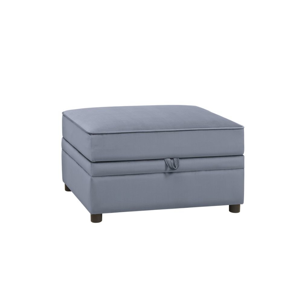 Bois II Ottoman w/Storage Gray Velvet. Picture 1