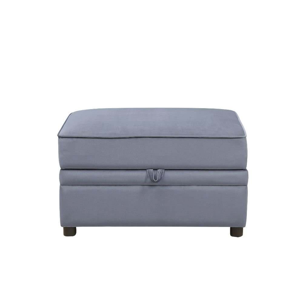 Bois II Ottoman w/Storage Gray Velvet. Picture 2