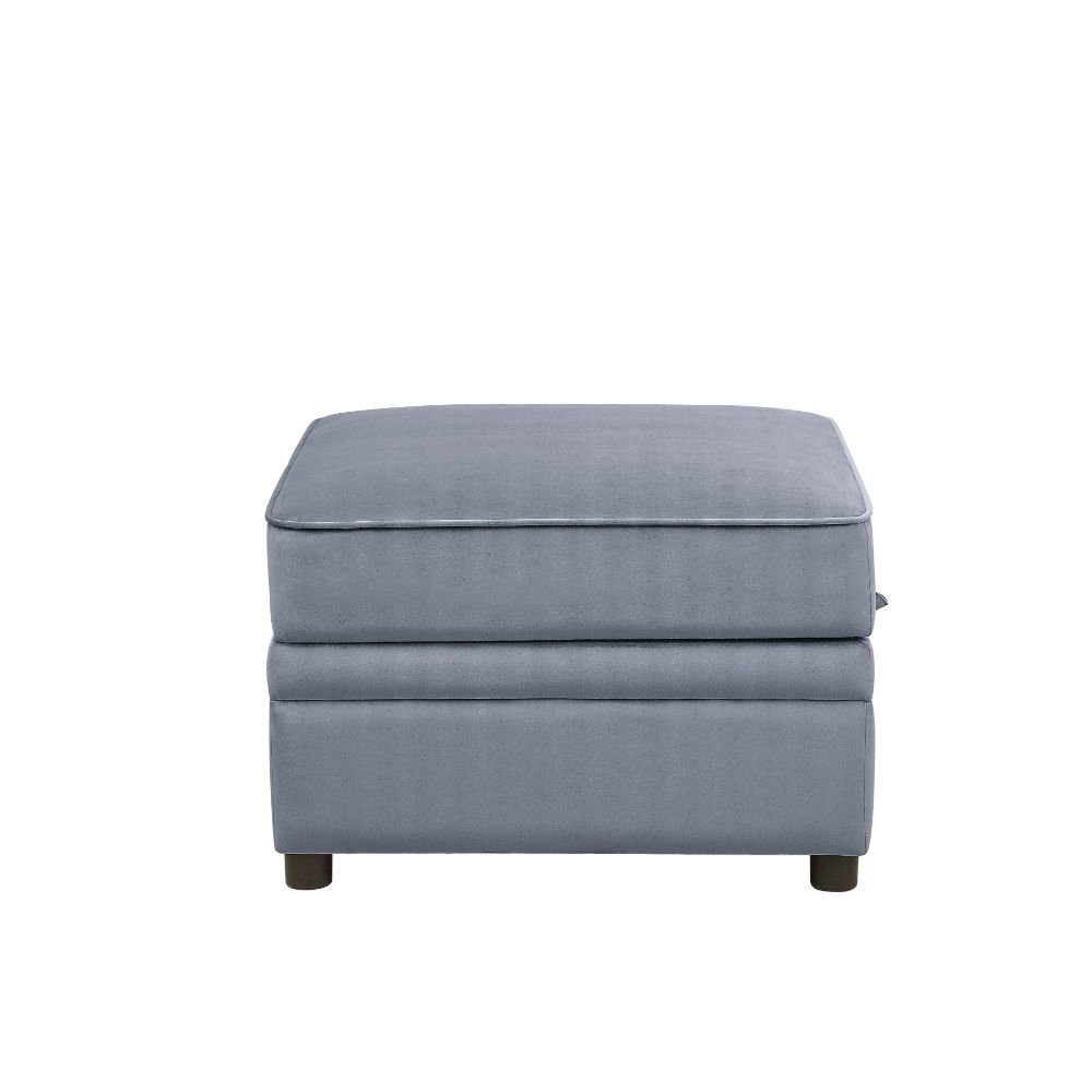 Bois II Ottoman w/Storage Gray Velvet. Picture 4