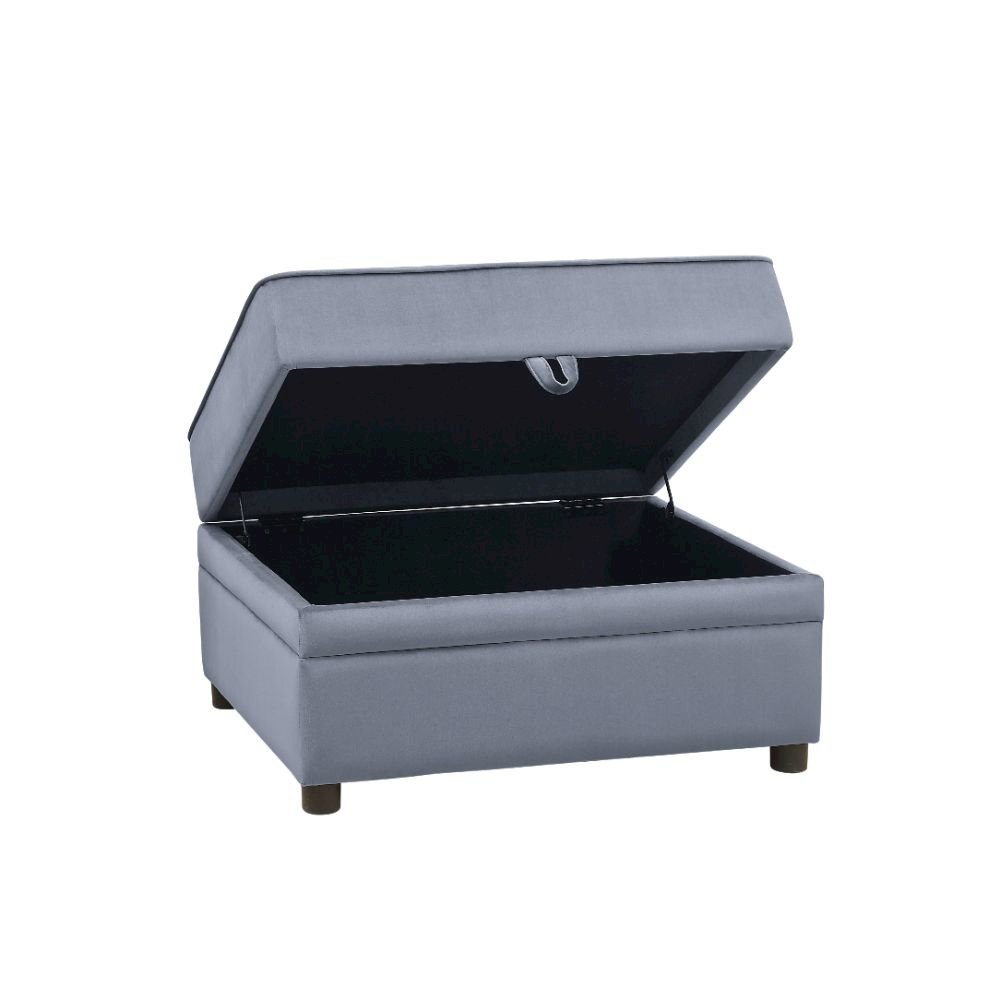Bois II Ottoman w/Storage Gray Velvet. Picture 5