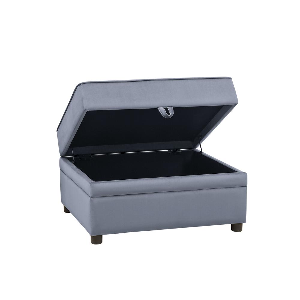 Bois II Ottoman (Storage), Gray Velvet. Picture 3