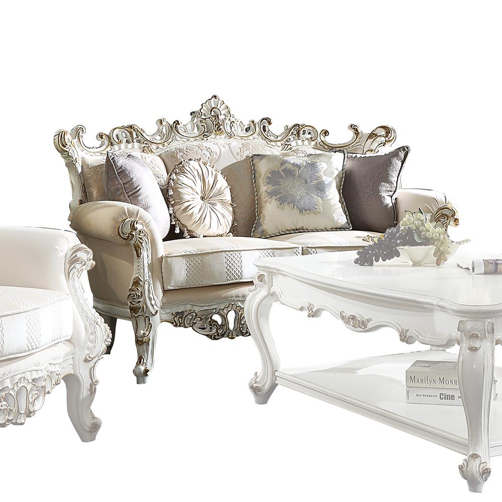 Picardy II Loveseat w/4 Pillows, Fabric & Antique Pearl  (53461). Picture 1
