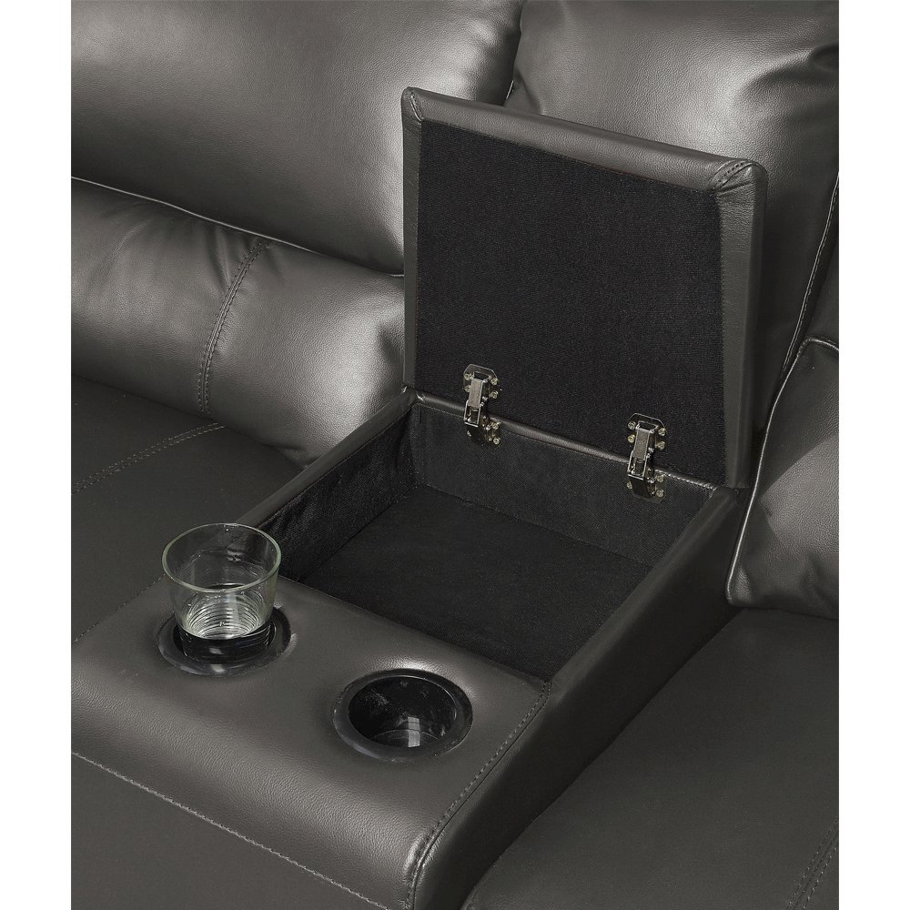Saul Power Motion Sectional Sofa Gray Leather Aire. Picture 4