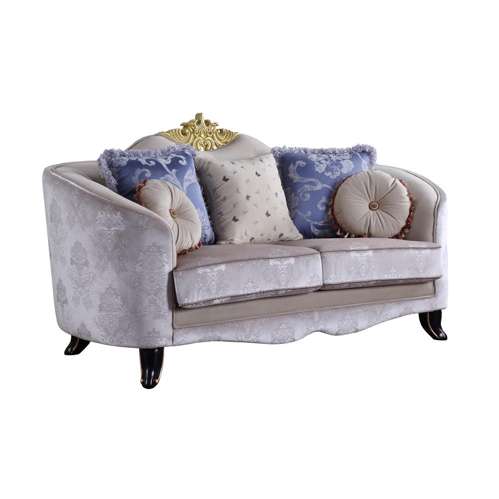 Sheridan Loveseat w/5 Pillows Cream Fabric. Picture 2