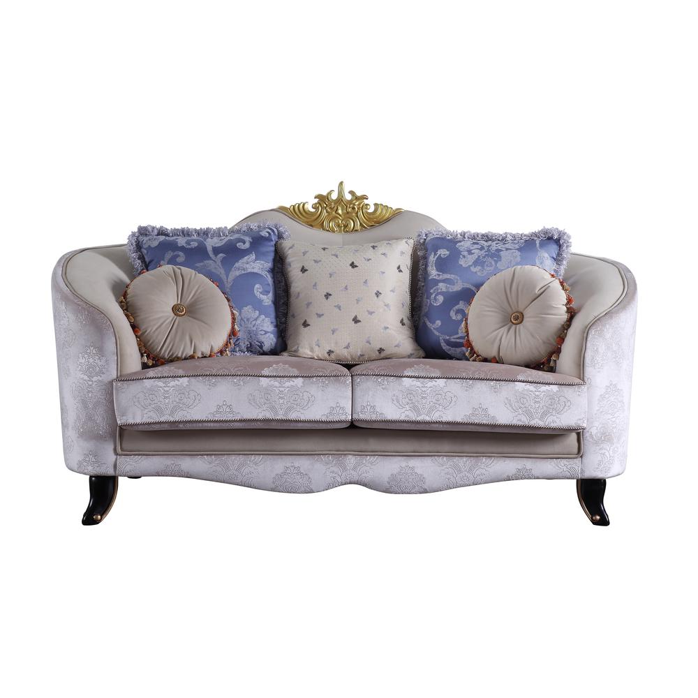 Sheridan Loveseat w/5 Pillows Cream Fabric. Picture 4
