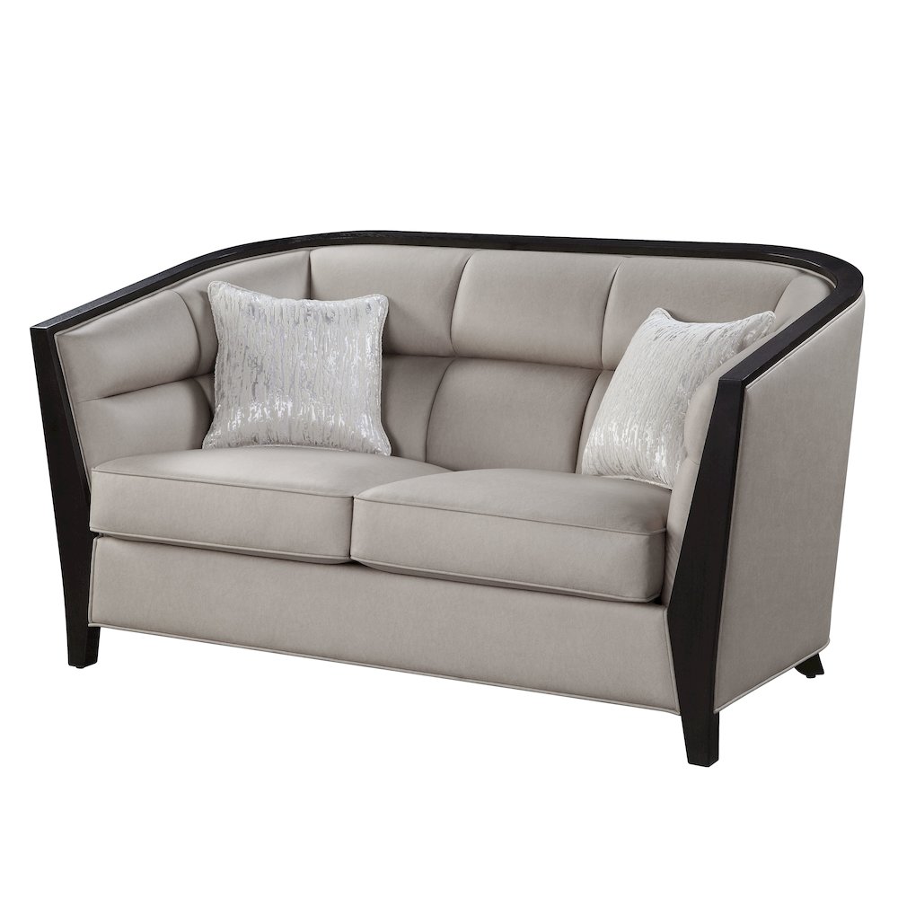 Zemocryss Loveseat w/2 Pillows Beige Fabric. Picture 1