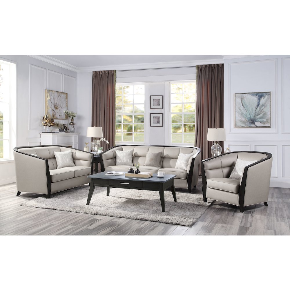 Zemocryss Loveseat w/2 Pillows Beige Fabric. Picture 5